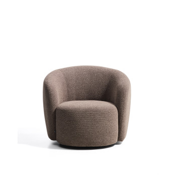 Sillón giratorio Odenia en micro bouclé