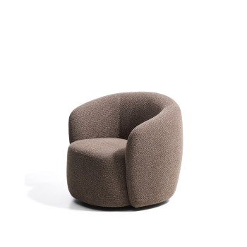 Sillón giratorio Odenia en micro bouclé