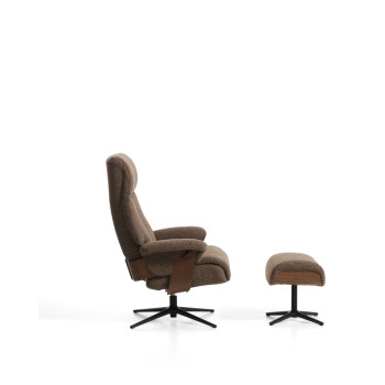 Sillón reclinable giratorio Toriel de microboucle con reposapiés