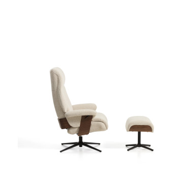 Sillón reclinable giratorio Toriel de microboucle con reposapiés