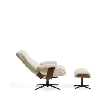Sillón reclinable giratorio Toriel de microboucle con reposapiés