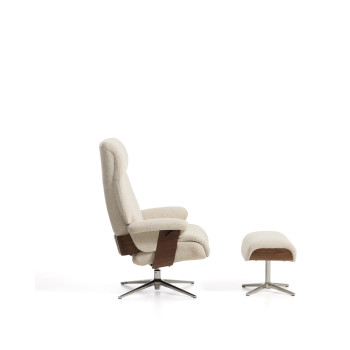 Sillón reclinable giratorio Toriel de microboucle con reposapiés