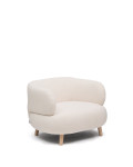 Sillón Luisa en tejido bouclé crudo en madera maciza de haya 90 cm