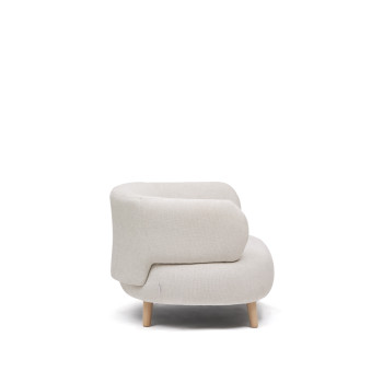 Sillón Luisa en tejido chenilla perla en madera maciza de haya 90 cm