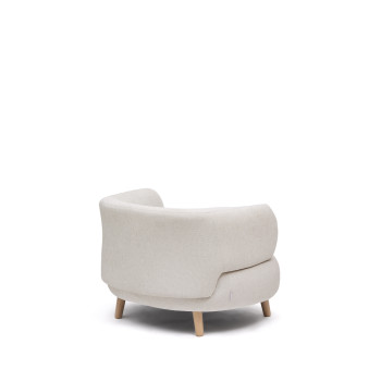 Sillón Luisa en tejido chenilla perla en madera maciza de haya 90 cm