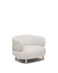 Sillón Luisa en tejido chenilla perla en madera maciza de haya 90 cm