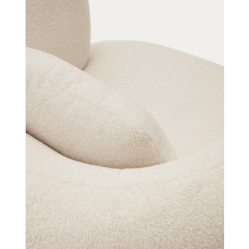 Sillón Martina en piel de cordero color crudo con cojín