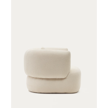 Sillón Martina en piel de cordero color crudo con cojín