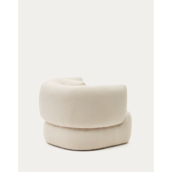 Sillón Martina en piel de cordero color crudo con cojín