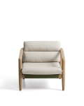 Sillón Menfi en madera maciza de acacia y cuerda verde 100% certificada FSC.