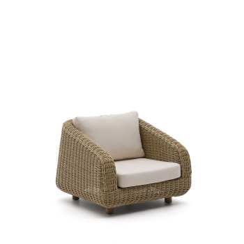 Sillón Meria en ratán sintético y patas en madera maciza de acacia 100% FSC