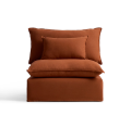Sillón Anarela con funda extraíble de lino color terracota, 110 cm. Crédito FSC Mixto.