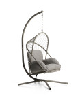 Silla colgante Livadi de acero y cuerda gris paloma.