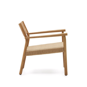 Sillón Yalia en madera maciza de roble FSC acabado 100% natural y asiento de cuerda de papel