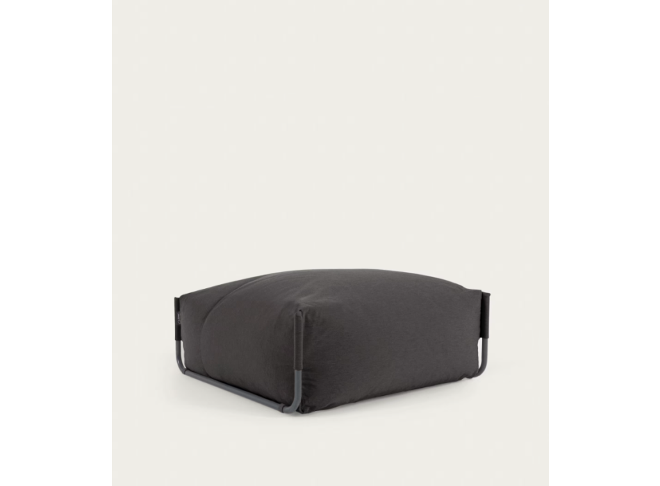 Puf modular cuadrado para sofá, 100% exterior, aluminio gris oscuro y negro, 101 x 101 cm