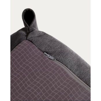 Puf modular cuadrado para salón de exterior, aluminio gris oscuro y negro, 165x101 cm