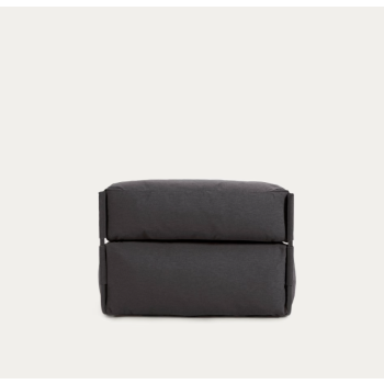 Puf modular cuadrado para salón de exterior, aluminio gris oscuro y negro, 165x101 cm