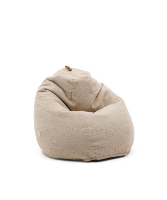 Puf Vicka tela bouclé beige Ø 70 cm