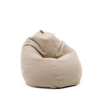 Puf Vicka tela bouclé beige Ø 70 cm