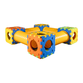 Quadrotto Juego modular compuesto por 4 cubos y 4 túneles.