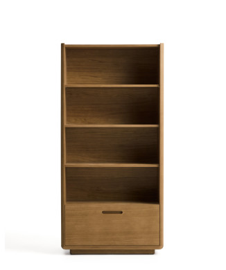 Estantería Arelida en chapa y roble macizo con acabado marrón claro 90 x 185 cm FSC Mix Credit