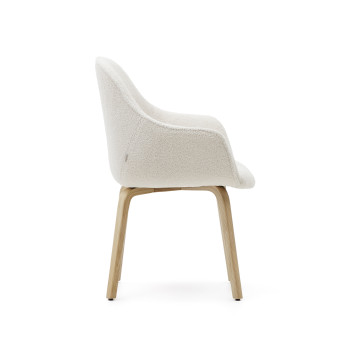 Silla Aleli en piel de oveja blanca y patas de madera maciza de fresno con acabado natural