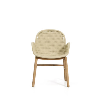 Silla Alipa con reposabrazos de madera maciza de acacia y cuerda color crudo 100% FSC