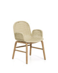 Silla Alipa con reposabrazos de madera maciza de acacia y cuerda color crudo 100% FSC