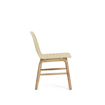 Silla Alipa de madera maciza de acacia y cuerda color crudo, 100% certificada FSC.
