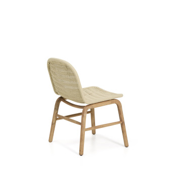 Silla Alipa de madera maciza de acacia y cuerda color crudo, 100% certificada FSC.