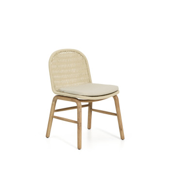 Silla Alipa de madera maciza de acacia y cuerda color crudo, 100% certificada FSC.