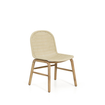 Silla Alipa de madera maciza de acacia y cuerda color crudo, 100% certificada FSC.