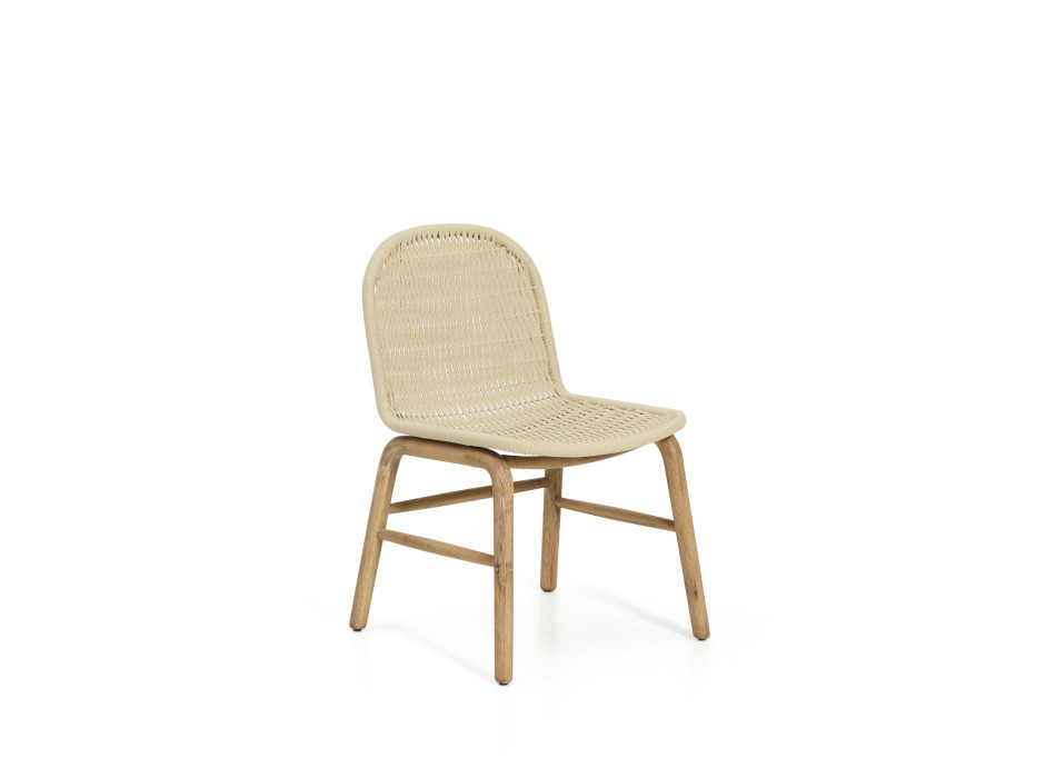 Silla Alipa de madera maciza de acacia y cuerda color crudo, 100% certificada FSC.