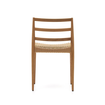 Silla Analy en roble macizo FSC 100% con acabado natural y asiento de cuerda FSC 100%.