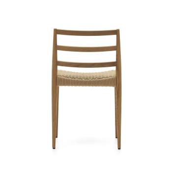 Silla Analy en roble macizo FSC 100% con acabado natural y asiento de cuerda FSC 100%.