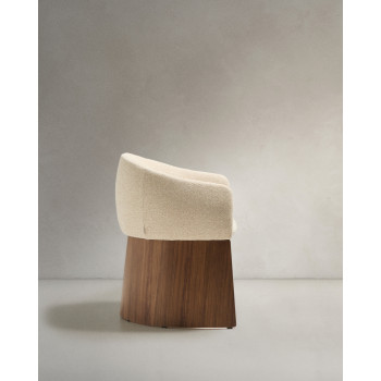 Silla Bosca en chenilla beige y chapa de nogal 100% FSC