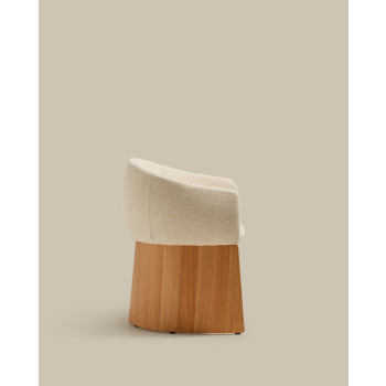 Silla Bosca en chenilla beige y chapa de roble 100% certificada FSC.