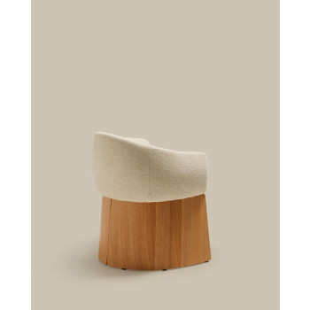 Silla Bosca en chenilla beige y chapa de roble 100% certificada FSC.