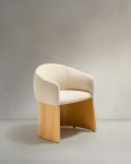 Silla Bosca en chenilla beige y chapa de roble 100% FSC