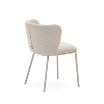 Silla Ciselia en chenilla beige y acero beige FSC Mix Crédito