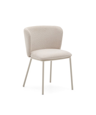 Silla Ciselia en chenilla beige y acero beige FSC Mix Crédito