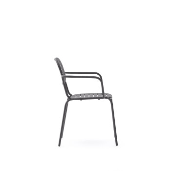 Silla de exterior apilable Brai con reposabrazos de acero galvanizado
