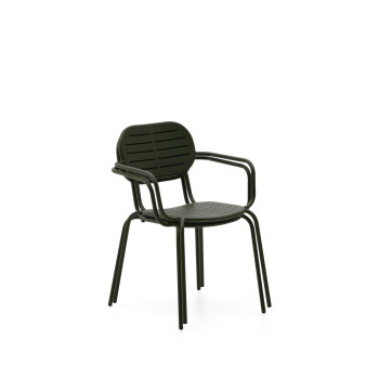 Silla de exterior apilable Brai con reposabrazos de acero galvanizado