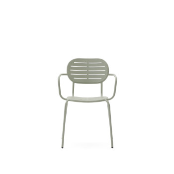 Silla de exterior apilable Brai con reposabrazos de acero galvanizado