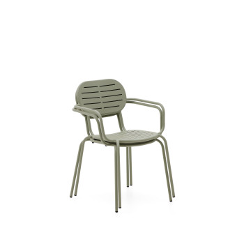 Silla de exterior apilable Brai con reposabrazos de acero galvanizado