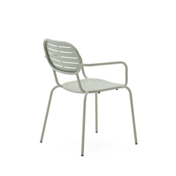 Silla de exterior apilable Brai con reposabrazos en acero galvanizado gris oscuro