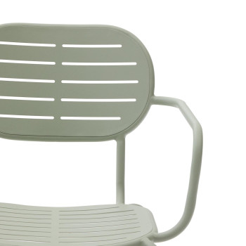 Silla de exterior apilable Brai con reposabrazos en acero galvanizado gris oscuro