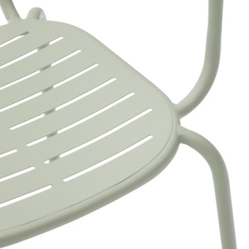 Silla de exterior apilable Brai con reposabrazos en acero galvanizado gris oscuro