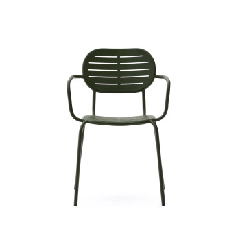 Silla de exterior apilable Brai con reposabrazos en acero galvanizado gris oscuro