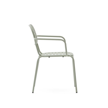 Silla de exterior apilable Brai con reposabrazos en acero galvanizado gris oscuro